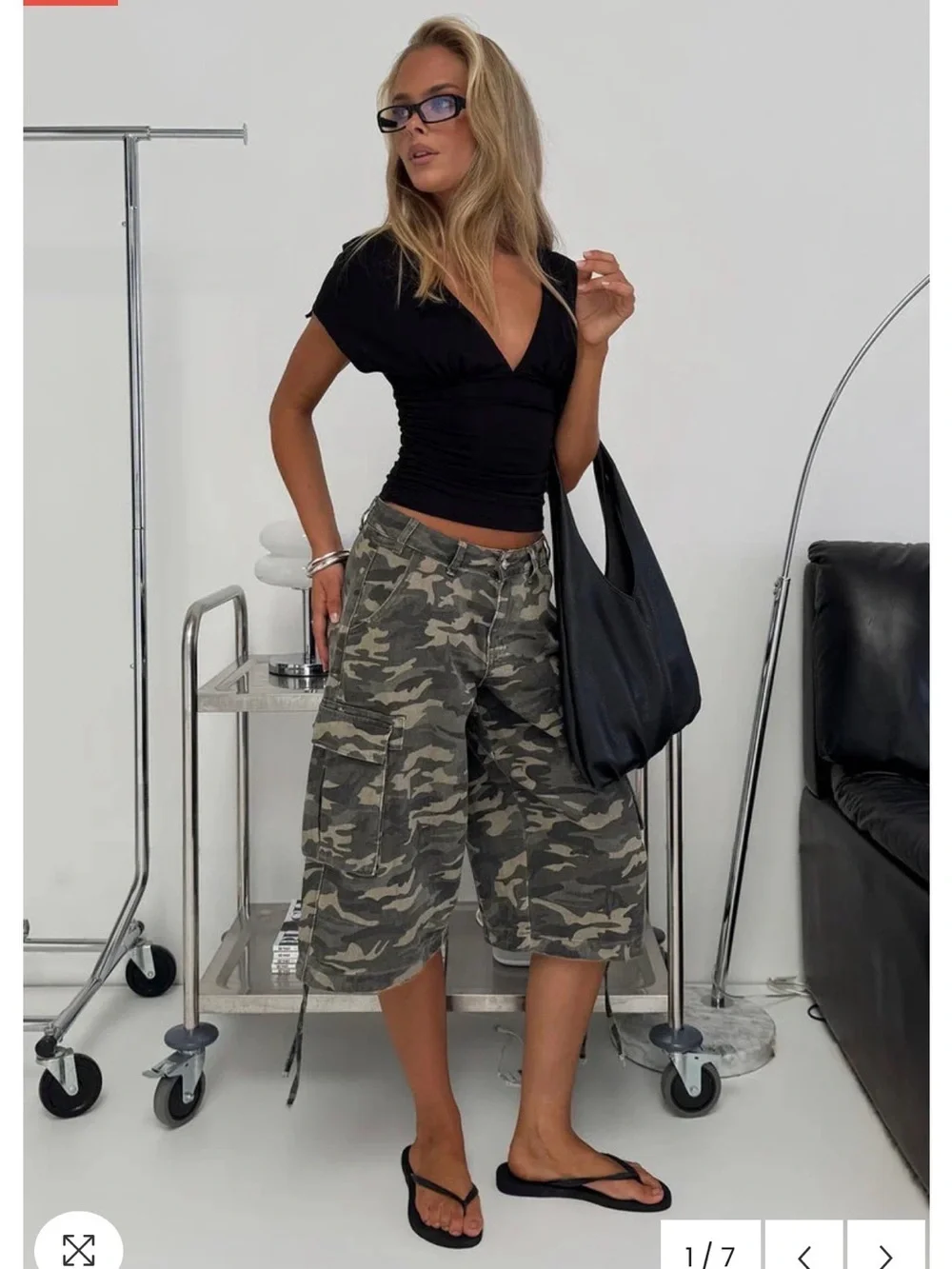 Princess Polly Camo Cargo Long Shorts - Olive Green